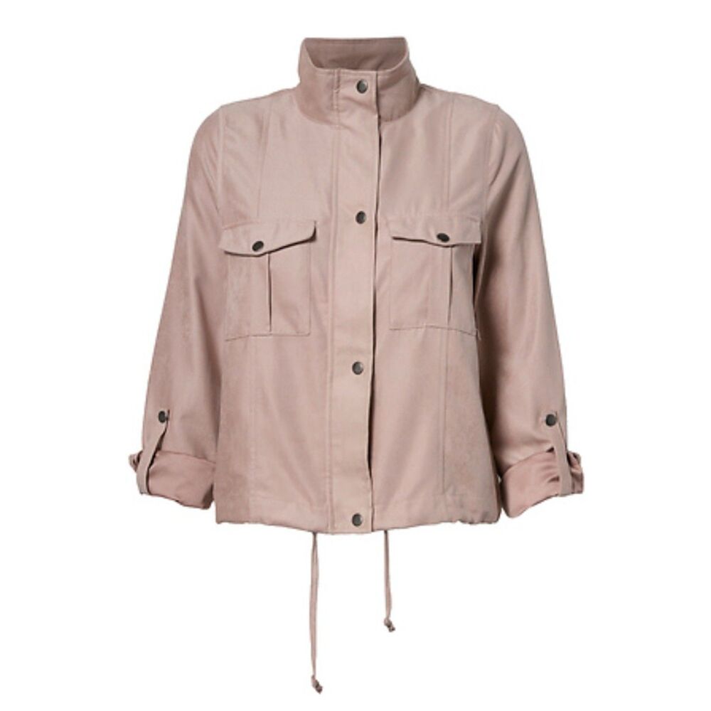 Korye Peach Skin Utility Jacket Blush Pink 3XL Roll Tab Sleeves NWT - Picture 1 of 3